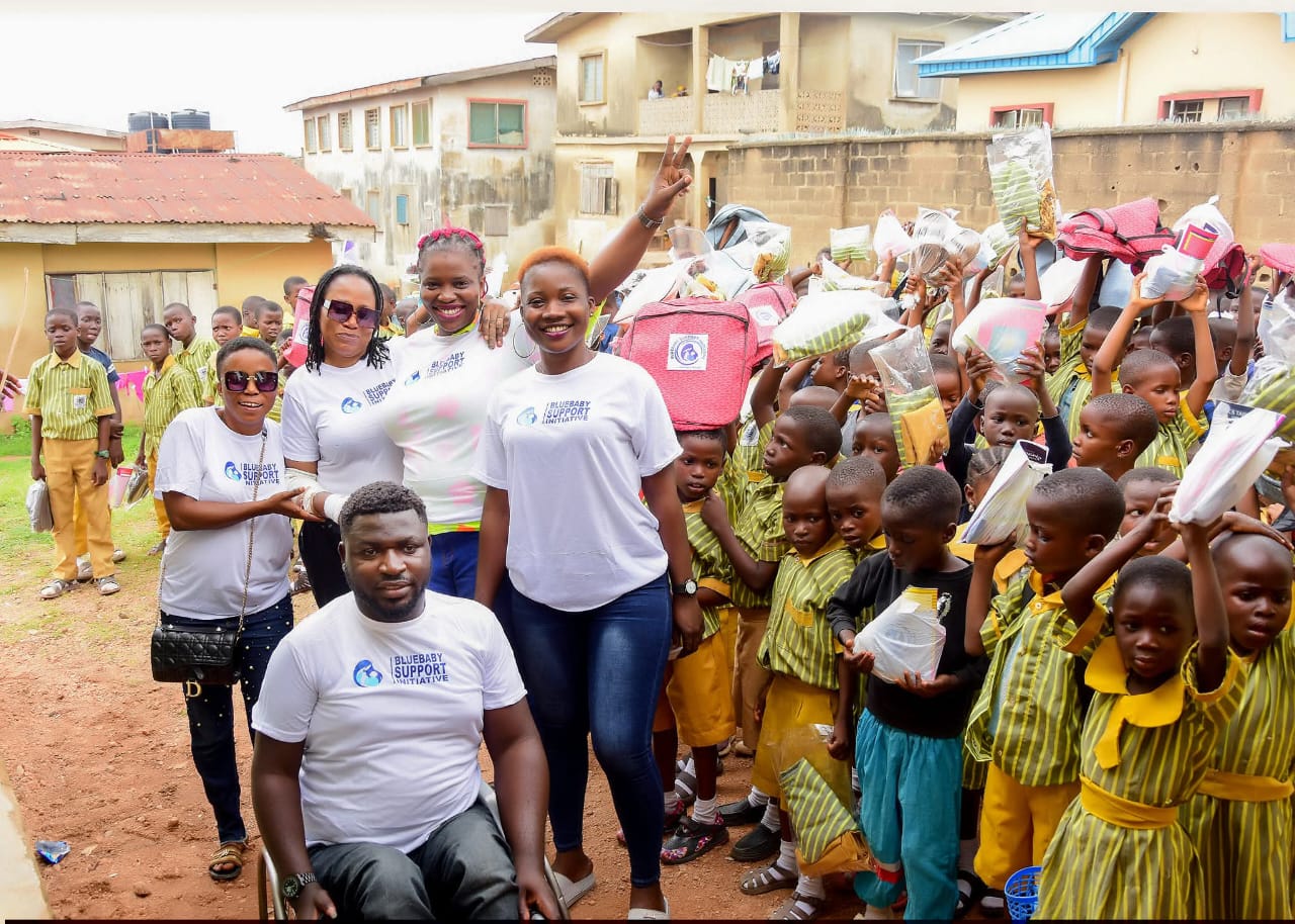 BBSI volunteers and pupils during the Project Kit Up A Child For School outreach