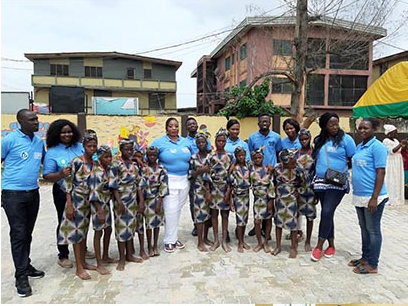 BBSI team and children during a community outreach and school support program